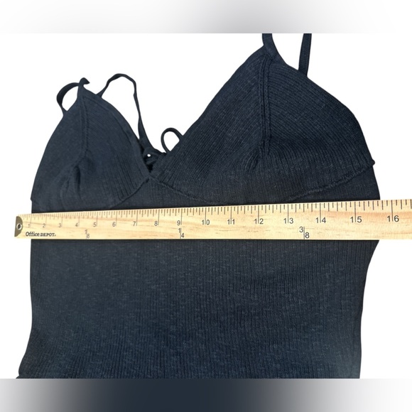 Free People Beach Tula Sweater Dress Size Large Black Midi Length V Neckline - Picture 13 of 14